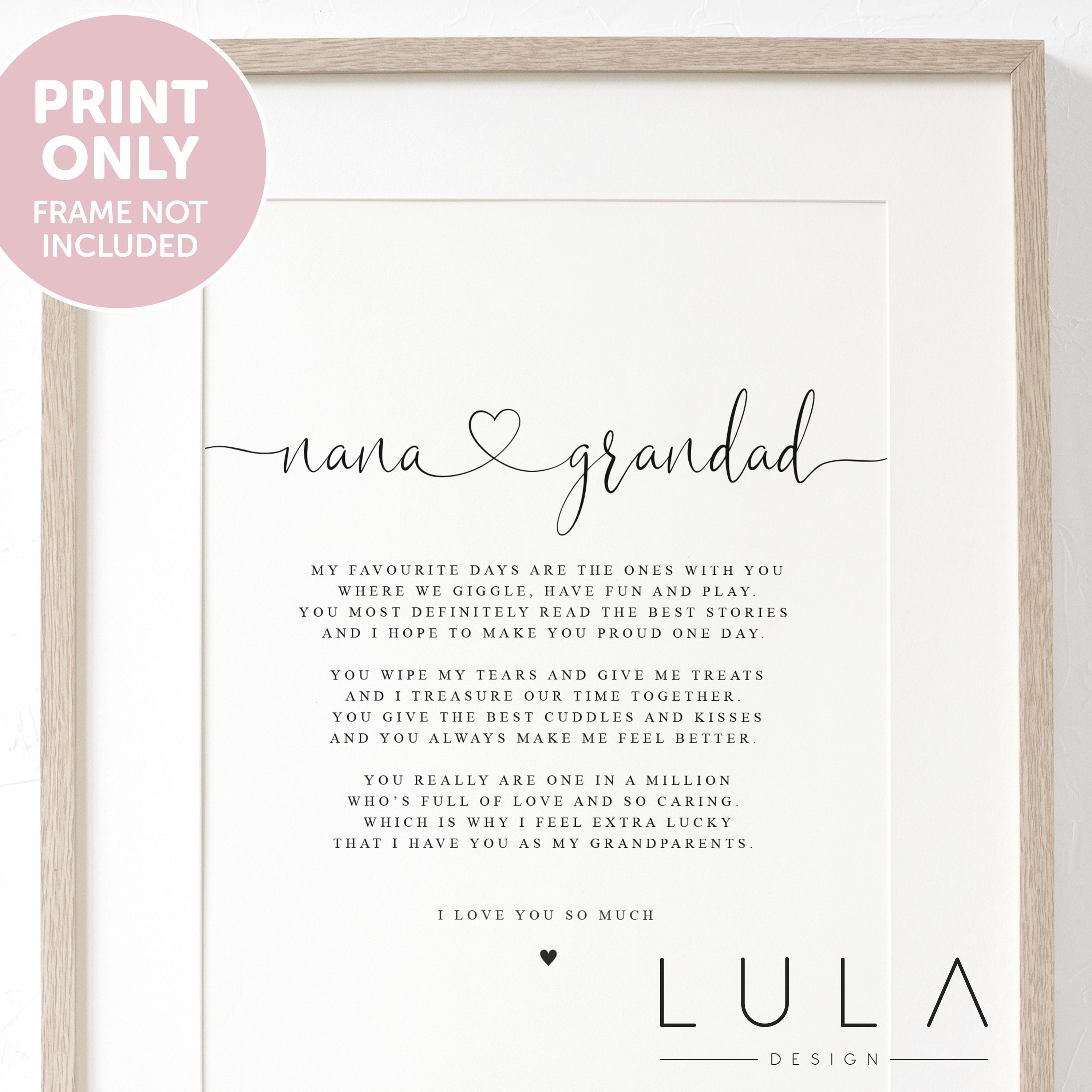 NANA and Grandad Poem A4 or A5 PRINT Nana and Grandad Gift 