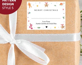 PERSONALISED 18 x Merry Christmas from Family Christmas Gift Sticker, Minimalistic Merry Christmas Labels Custom Name Present Gift Bag Tags