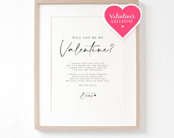 Will you be my Valentine Pregnancy Announcement A4 A5 PRINT, Valentines Gift, Boyfriend Gift, Unframed Print, I love you, Baby Reveal