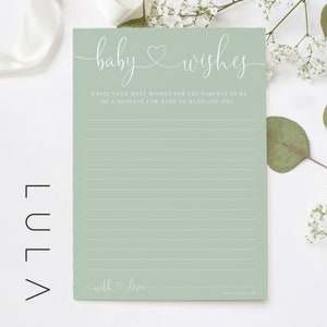BABY WISHES Gedruckte A6-Karten, Salbeigrüne Babyparty-Nachrichtenkarten, Gedruckte A6-Karten Babyparty-Wunschkarten, neue Mutter, um Ratschläge von Salbei zu erhalten