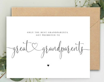 Only the best Grandparents get promoted to Great Grandparents A5 Card & envelope, promoted to great grandparents card Pregnancy Reveal Card