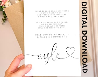 Will you walk me down the aisle Wedding Day A5 Greeting Card with envelope Aisle Card Wedding Day Card, Card Dad Father of Bride Wedding Day
