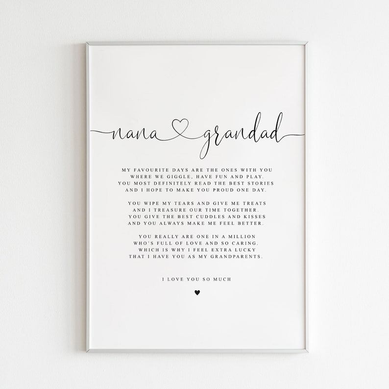 NANA and Grandad Poem A4 or A5 PRINT Nana and Grandad Gift Etsy