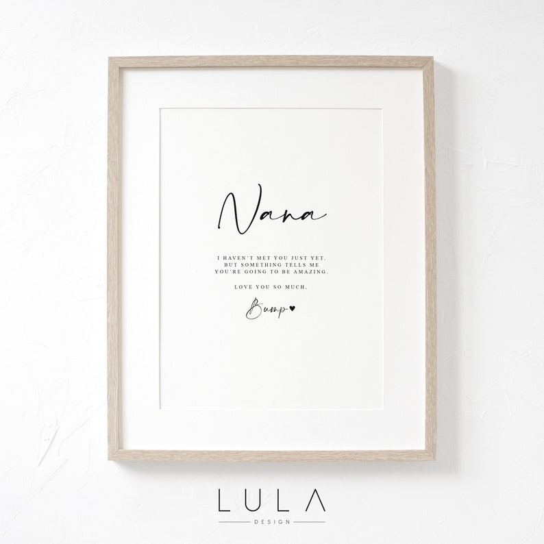 NANA Love from Bump A4 or A5 UNFRAMED PRINT, Pregnancy Announcement, Bump to Nana Gift, Nana Love Bump, New Grandparent Gift Announcement 画像 1