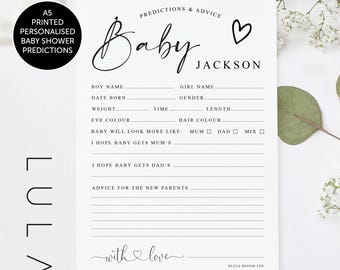 PERSONALISED A5 Printed Baby Shower Prediction Cards, Unisex Baby Shower Game, A5 Baby Shower prediction cards, New Mum to be, Baby Shower