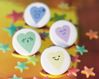 Happy Heart Emoji Buttons and Magnets