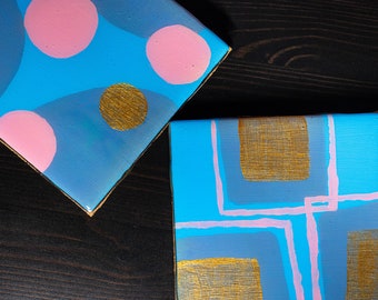 Gold Geometric Ceramic Coasters