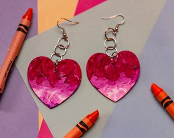 Lesbian LGBTQA+ Pride Heart Earrings Handmade