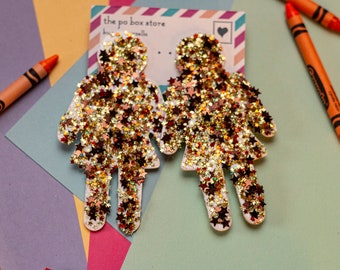 Kitsch Oversized Confetti People Stud Earrings Handmade