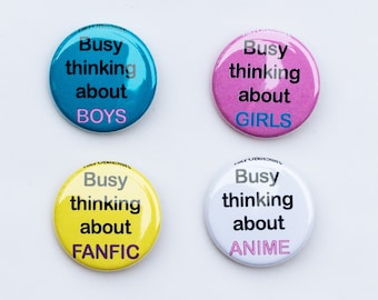 Cute Fandom Anime Buttons and Magnets