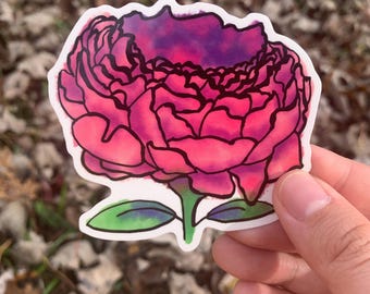 Peony Flower Temporary Tattoo Sticker, 3-inch