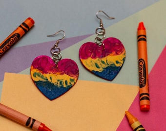 Pan LGBTQA+ Pride Heart Earrings Handmade