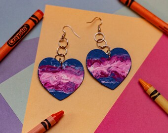 Trans LGBTQA+ Pride Heart Earrings Handmade