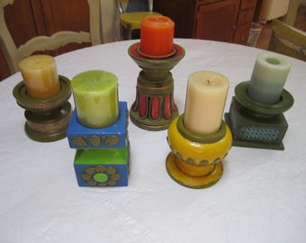MOD 60'S Groovy Hippie Flower Power Pillar Cancleholders
