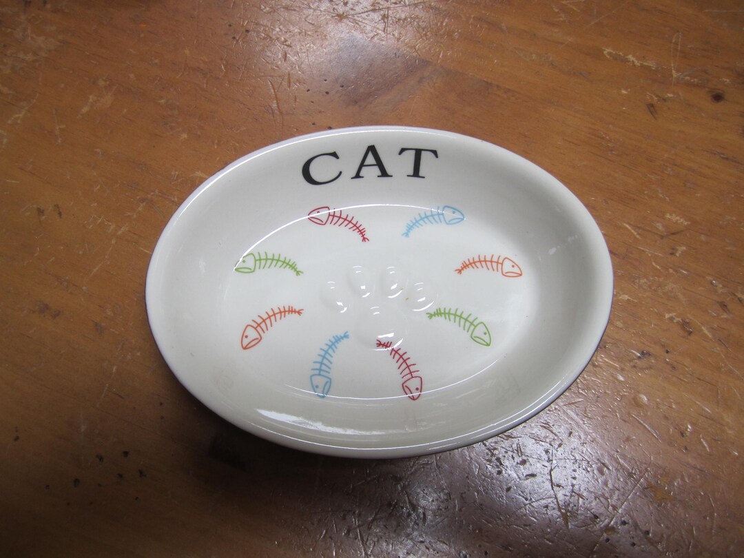 Fido s Diner Stoneware Cat Dish Etsy