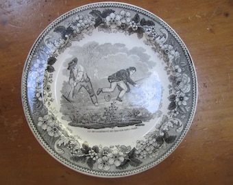 Antique CREIL ET MONTEREAU French Country transferware plate 8"
