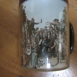 3 vintage THERMO-SERV historical western themed plastic mugs set of three