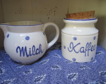 Vintage IRON CURTAIN SCHRAMBERG Polka Coffee canister and Milk pitcher