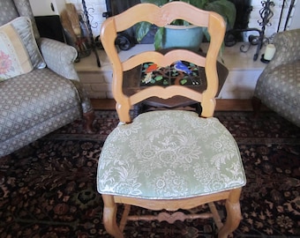 vintage PIERRE DEUX French Country Fidelite sage green toile chairpad