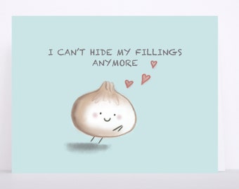 Dumpling - greeting card, food, birthday, anniversary, valentine, just because, any occasion