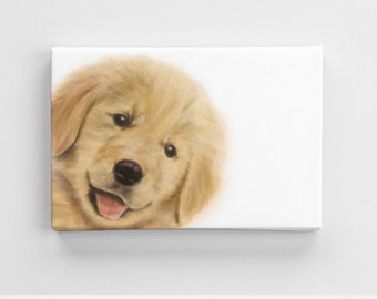 Golden Retriever Art Canvas - décor d’art mural, décor de pépinière, cadeau de douche de bébé, amour animal, animal de compagnie, chiot