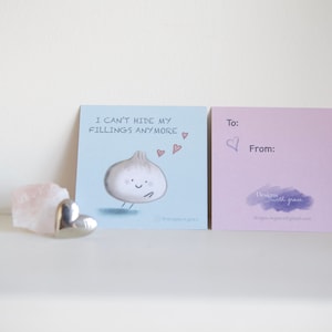 Dumpling Small Love Notes (3 "x3", 12 biglietti) - biglietto di auguri, cibo, compleanno, anniversario, San Valentino, solo perché, ogni occasione