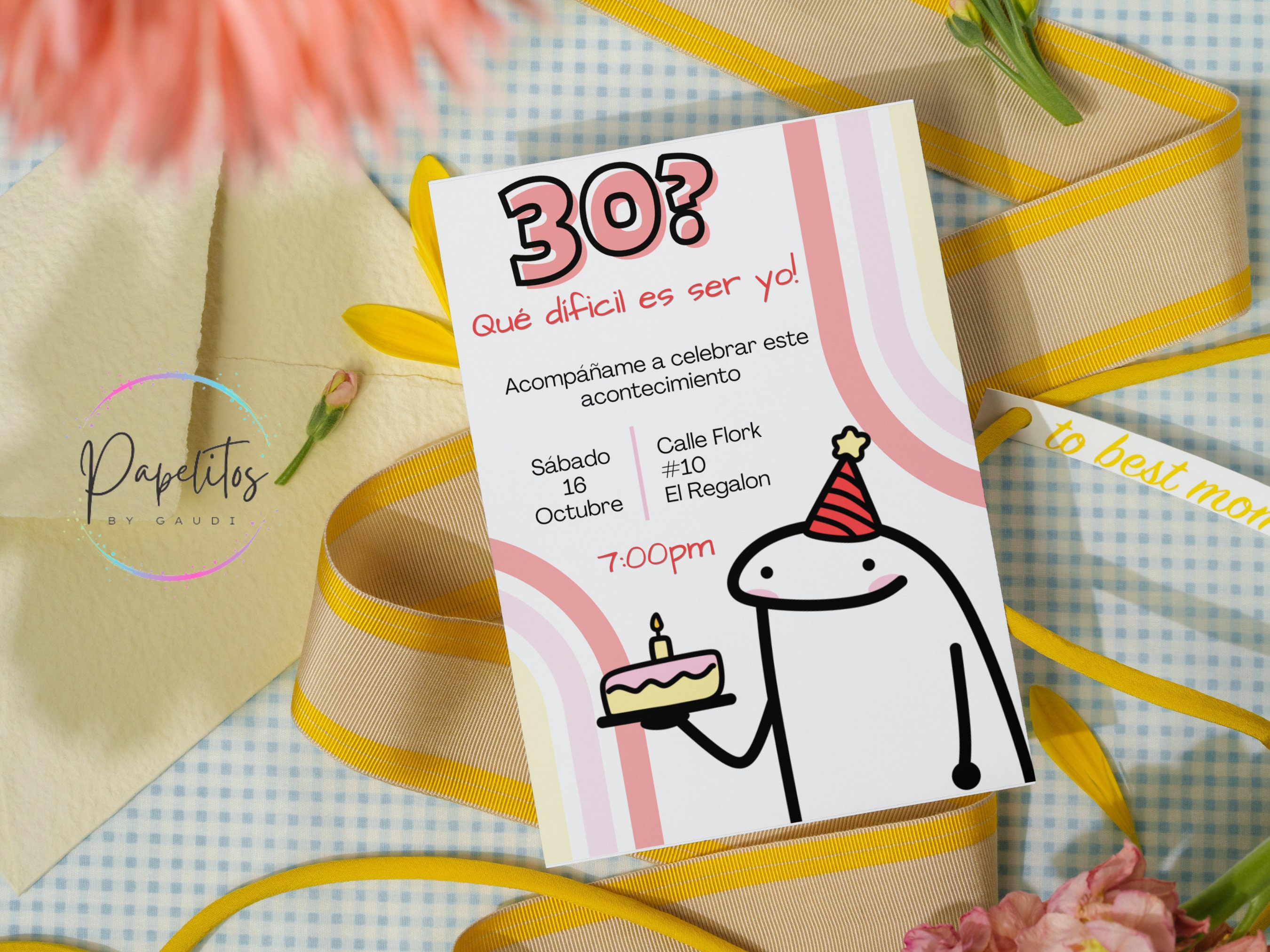 Flork Cake Topper Imprimible Cumpleaños Pero a que costo Meme Editable  Plantilla Funny CANVA Template Descarga Digital Inmediata Download