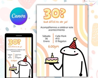 Flork Birthday Invitation – Editable Canva Template | Digital Cumpleaños Invite (5×7 in Canva)