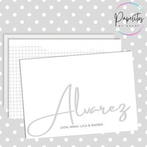 Biglietti di auguri monocromatici A2 – Carta da lettere minimalista con nome personalizzato – Fronte-retro con busta – Eleganti biglietti personalizzati