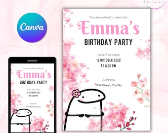 Editable Flork Birthday Invitation Template | DIY Cumpleaños Invite (5×7 in Canva)
