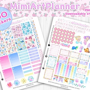 Baby Mermaid Sisters Digital Planner Stickers / Digital stickers / Goodnotes / lindas pegatinas imprimibles descargar 可愛 デ デ手帳 人魚