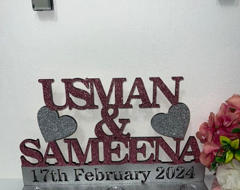 Couple names stand, valentines gift, wife gift , wooden personalised names stand , wedding , nikkah gift