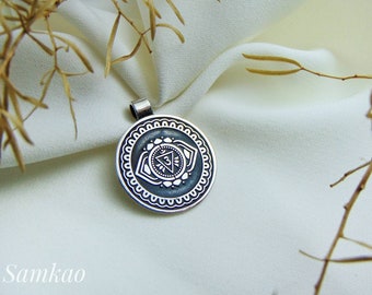 Third Eye Chakra Necklace,Fine silver 999,Spiritual Pendant,Energy Pendant,Ajna Necklace