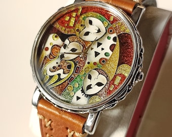 Made to order, Cloisonne enamel handmade watch, Sterling silver case, Swiss made movement