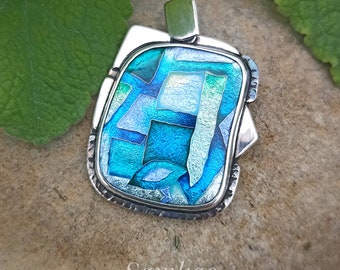 Georgian cloisonne enamel pendant,Modern jewelry,Unique pendant,Handmade one of a kind pendant,Minimalist jewelry