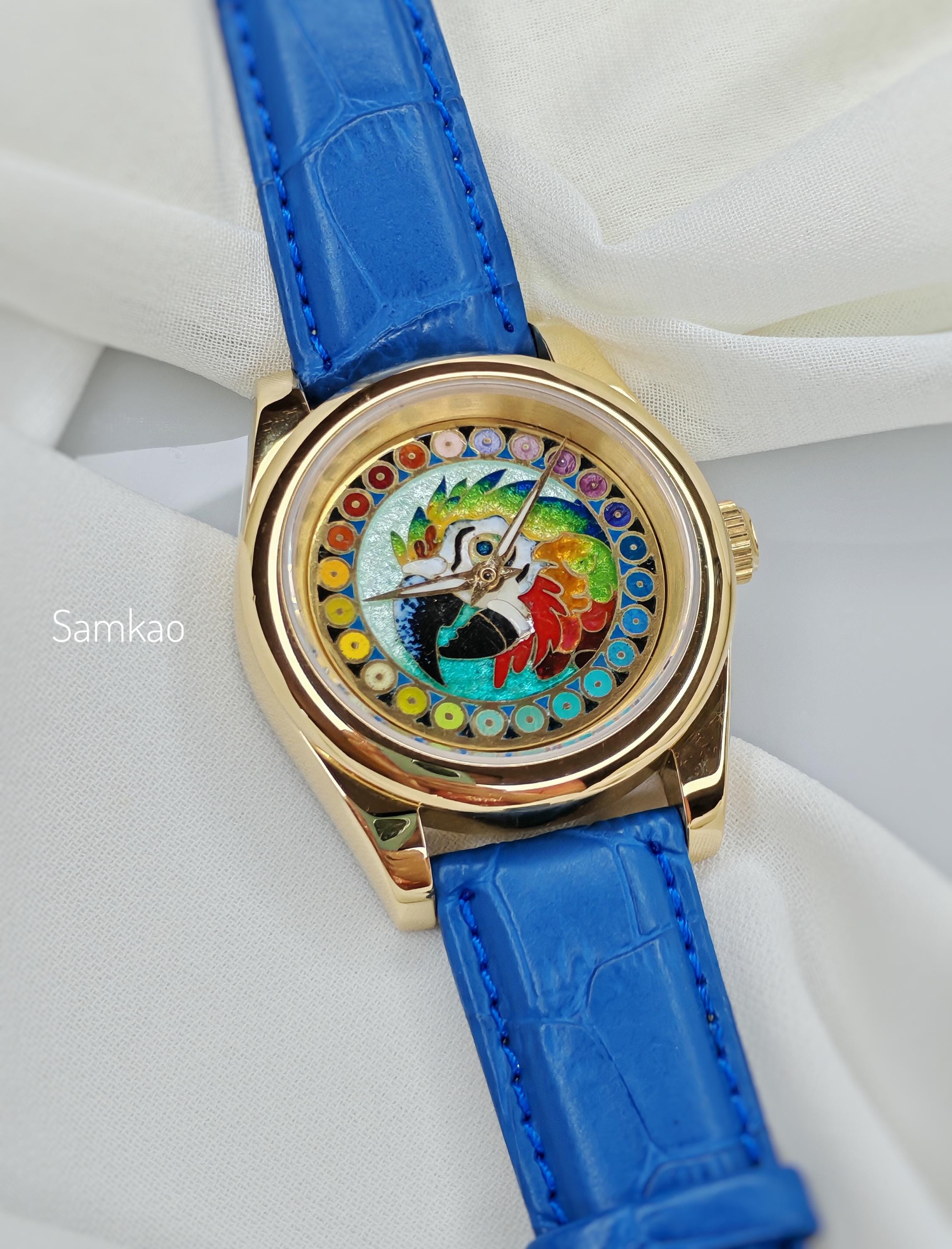 Cloisonne Enamel Wrist Watch,sterling Silver Dial,woman display picture 1