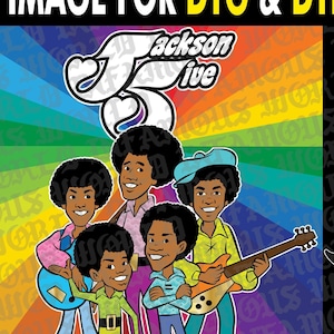 Jackson 5 Cartoon Animated PNG Graphic for DTG DTF Transfer Sublimation Vintage Nostalgia