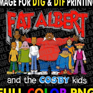 Fat Albert & the Cosby Kids PNG Graphic DTG DTF Transfer Sublimation Vintage Tshirt Black tv shows sitcoms