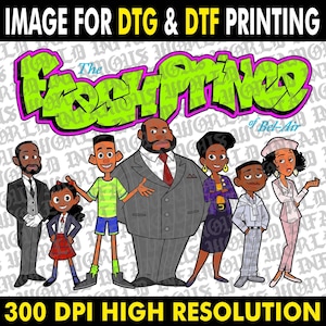Fresh Prince of Bel Air Will Smith Cartoon Animated PNG Graphic for DTG DTF Transfer Sublimation Vintage Nostalgia