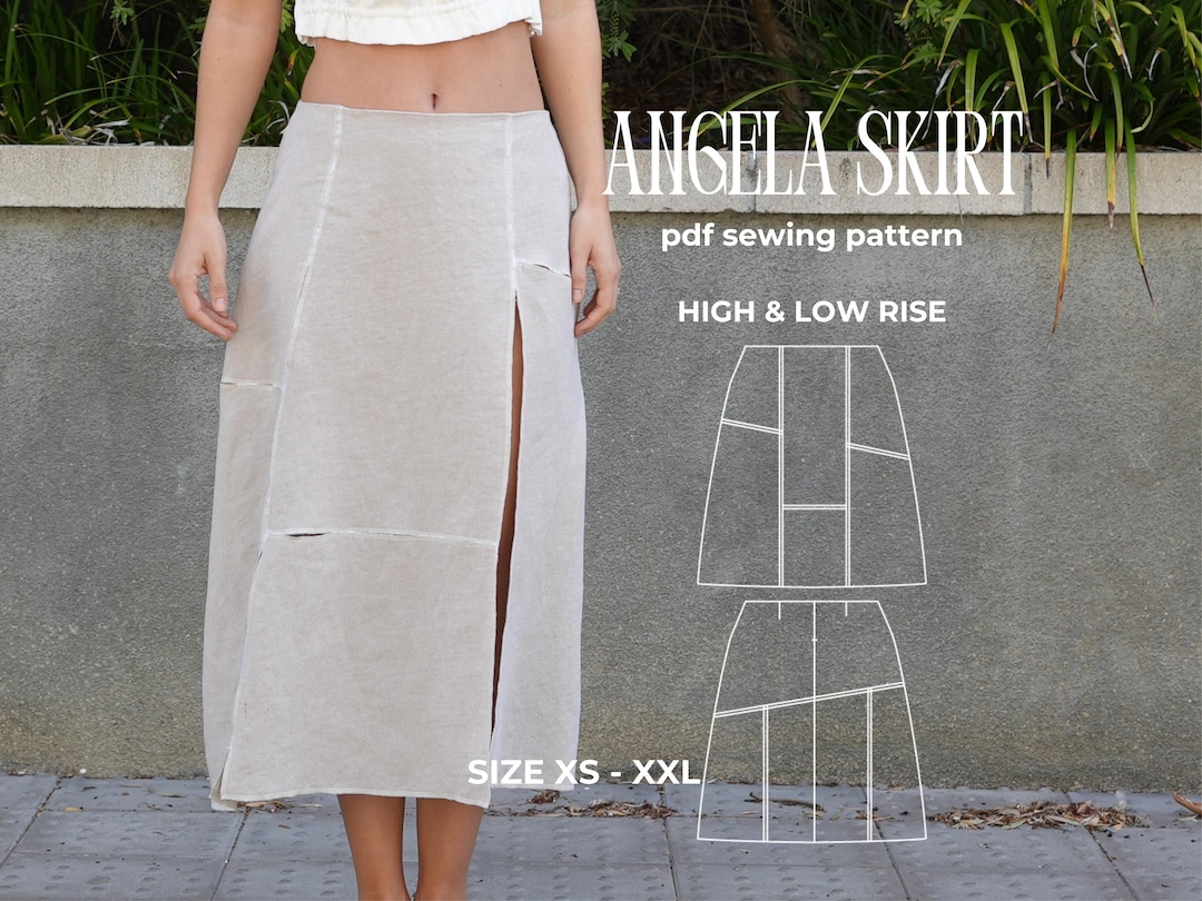 Angela Skirt Sewing Pattern, High & Low Rise, PDF Pattern (instant ...