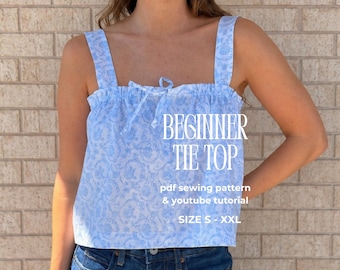PDF-naaipatroon met stropdas voor beginners | Verstelbaar S-XXL, tanktop 1 meter (YouTube-tutorial)