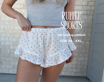 Naaipatroon shorts met ruches | Lounge-pyjama met elastische taille | PDF-patroon S–XXL