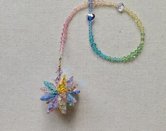 Swarovski Pastel Rainbow suncatcher with Hearts