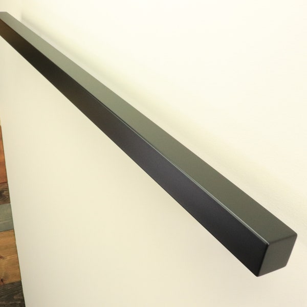 Modern Minimalist 2"x 2" Powder Coated Metal Handrail, Straight End Handrail