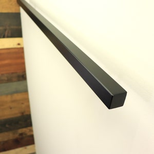 Modern Minimalist 1-1/2"x 1-1/2" Powder Coated Metal Handrail, Straight End Handrail