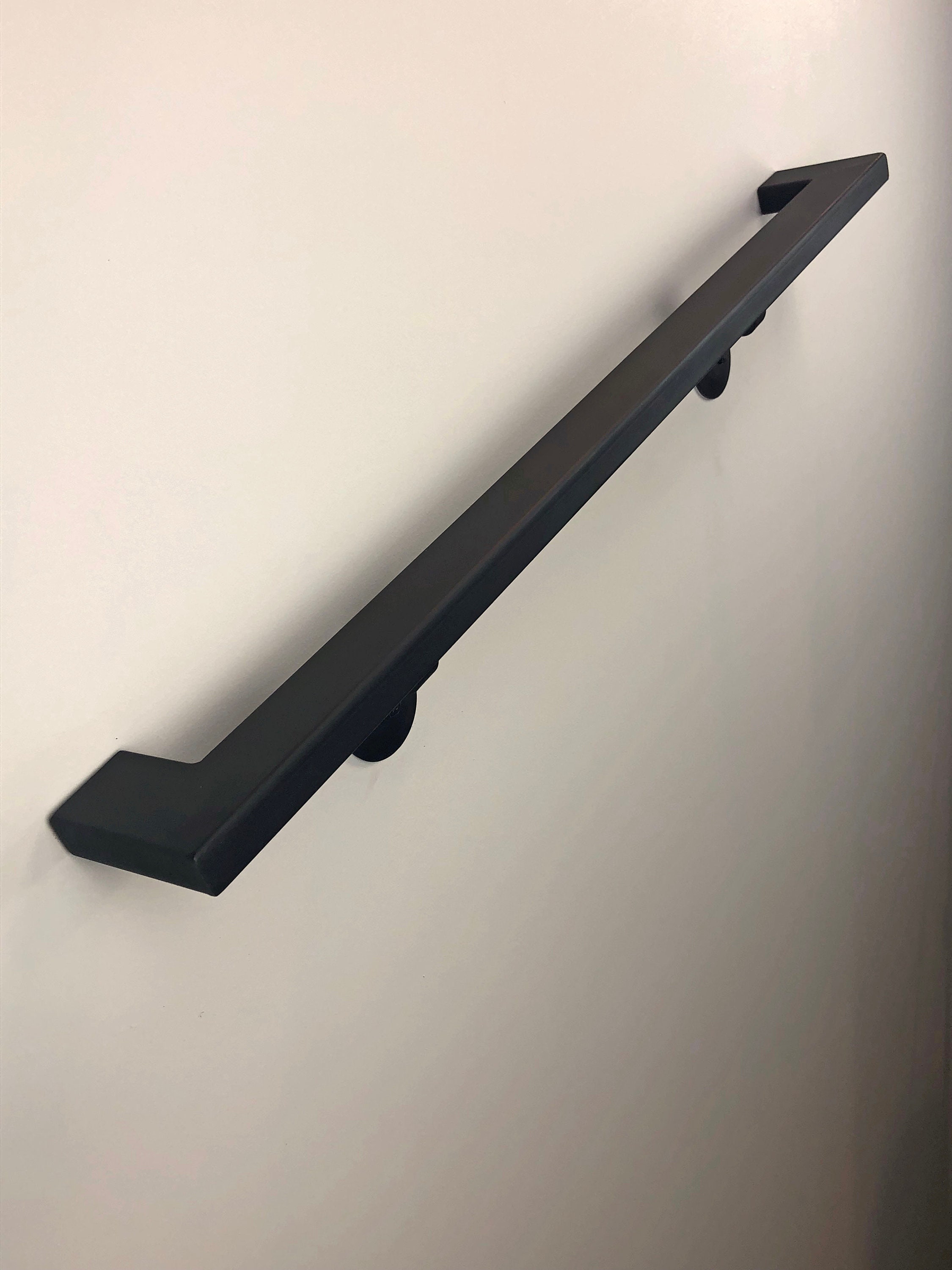 Modern 2x1 Custom Wrought Iron hand rail, ADA Compliant Return End Wall