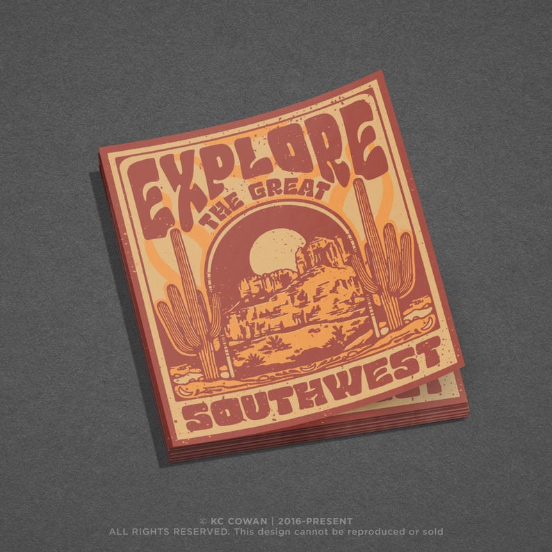 Swothwest Sticker The Great Southwest Sticker - Hand-drawn Design - Etsy