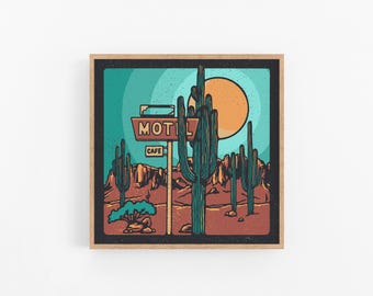 Saguaro Sign Hand-drawn Giclée Art Print