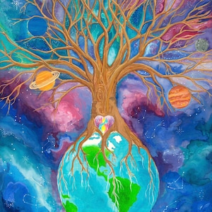 Mother Earth&#39;s Magic Tree of Life galaxy print