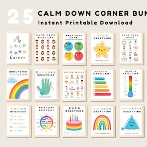 Calm Down Corner Posters, Calming Corner Printable, Educational Wall Art, Kids Preschool Toddler Homeschool Classroom Peace Corner